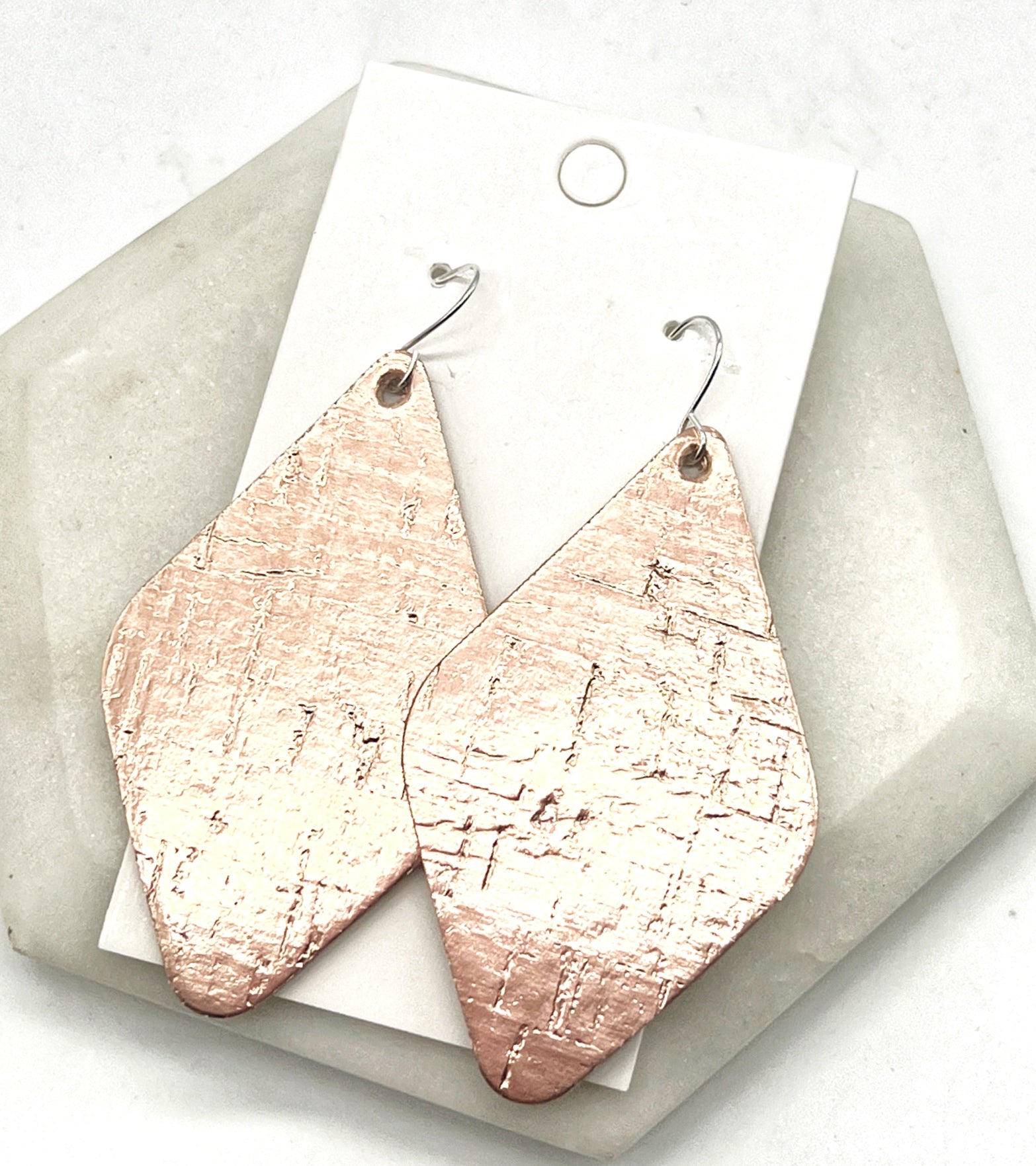 Rose Gold CorkLeather Diamond Earrings