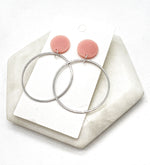 Pink Silver Hoop Earrings