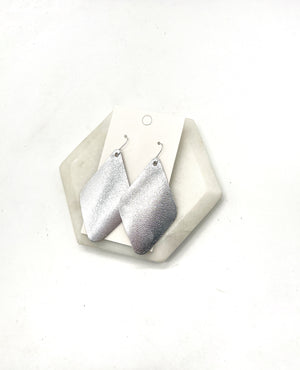 Silver Leather Diamond Earrings