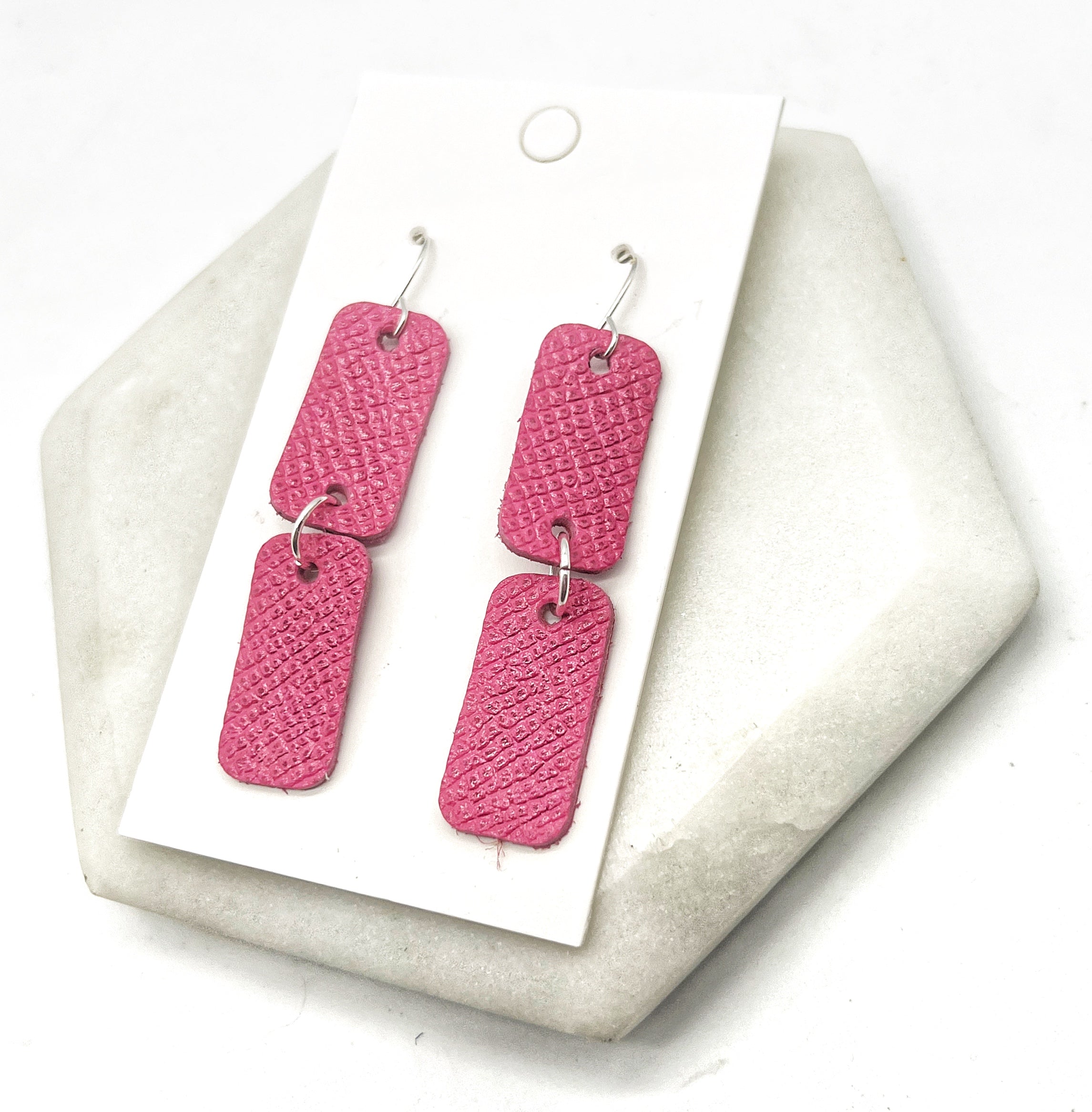 Hot Pink Aubrey Leather Earrings