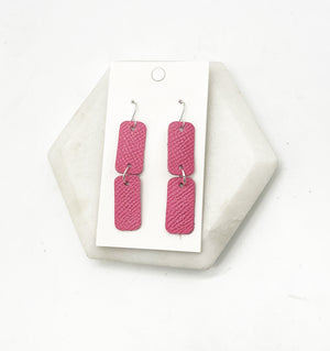 Hot Pink Aubrey Leather Earrings