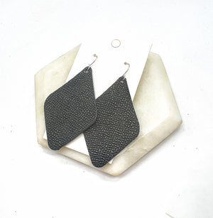 Black Leather Diamond Earrings