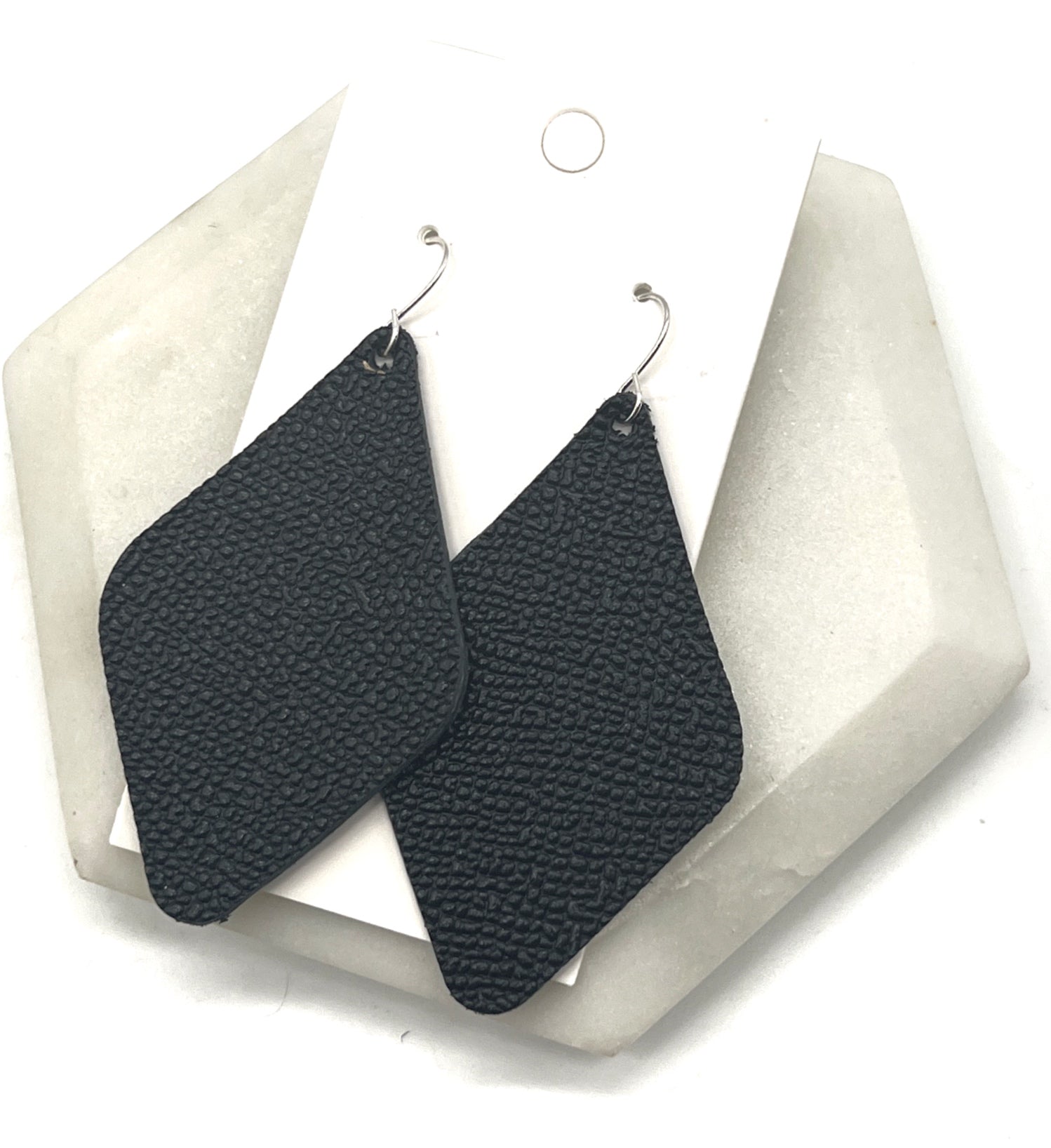 Black Leather Diamond Earrings