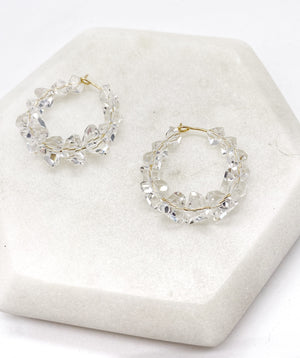 Clear Gem Hoop Earrings