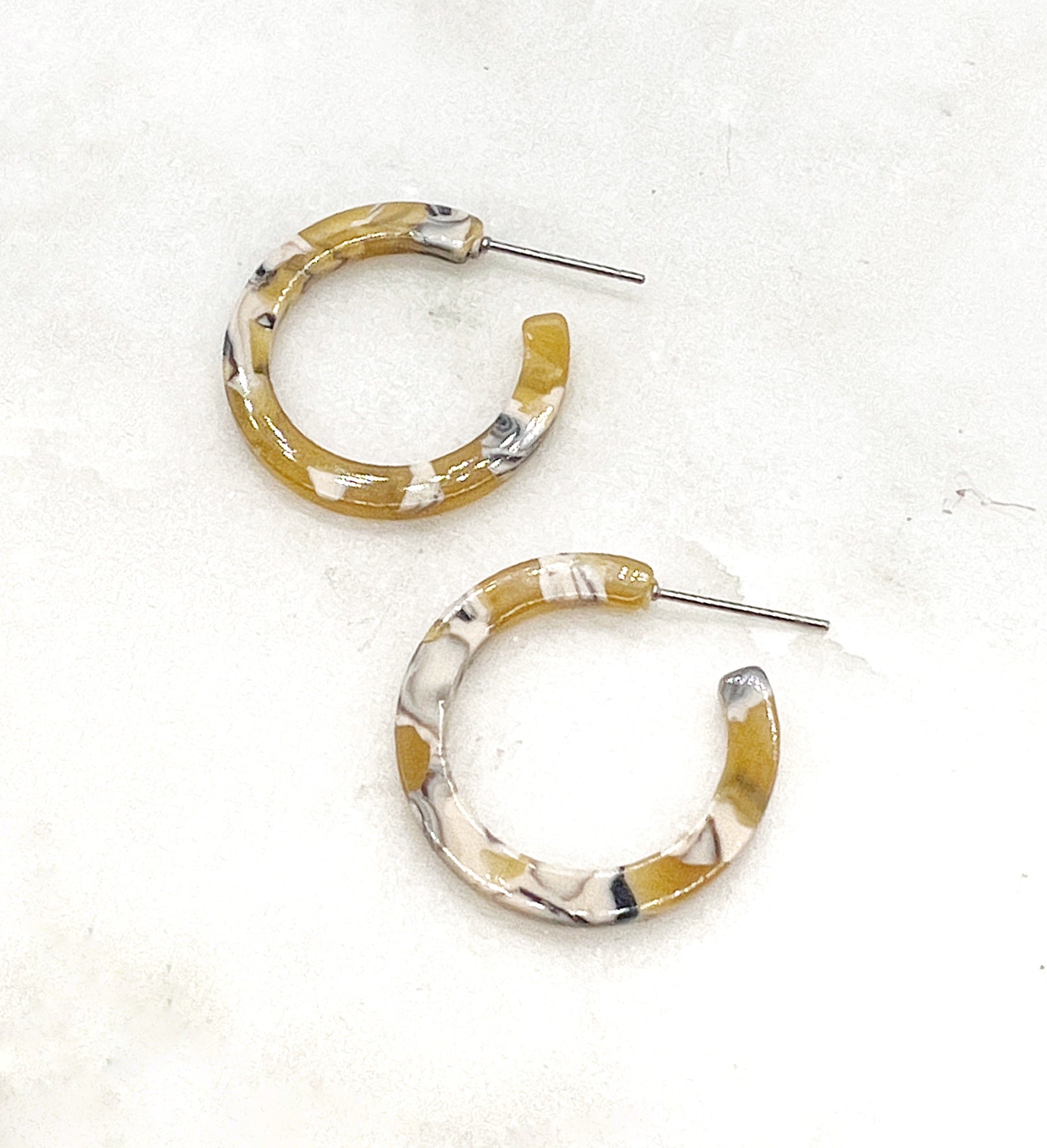 Mustard Yellow Mini Hoop Acrylic Earrings