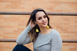 Yellow Teardrop Tassel Earrings
