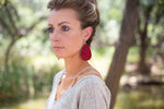 Berry Suede Leather Teardrop Earrings