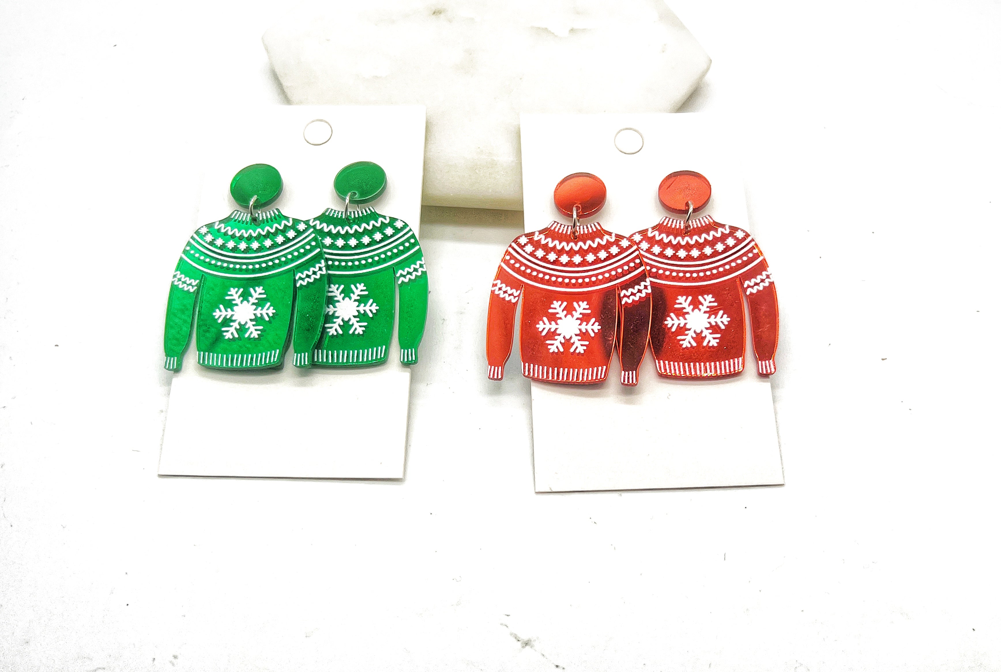 Red Christmas Sweater Earrings