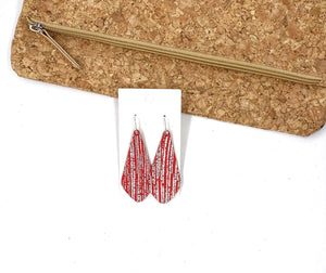Red Silver The Em Leather Earrings