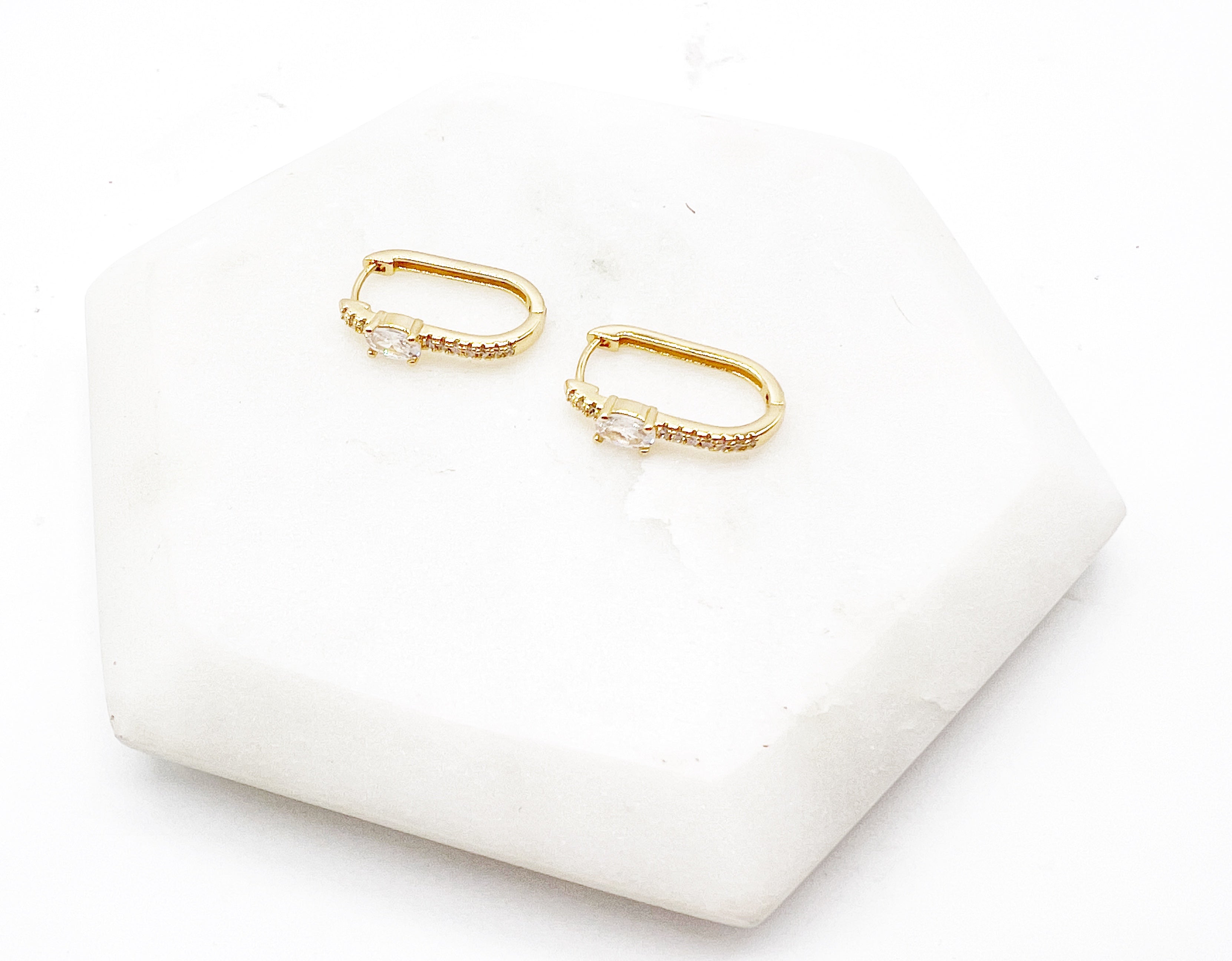 Gold CZ Statement Huggie Hoop