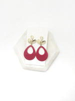 Red and Gold Leaf Teardrop Earrings