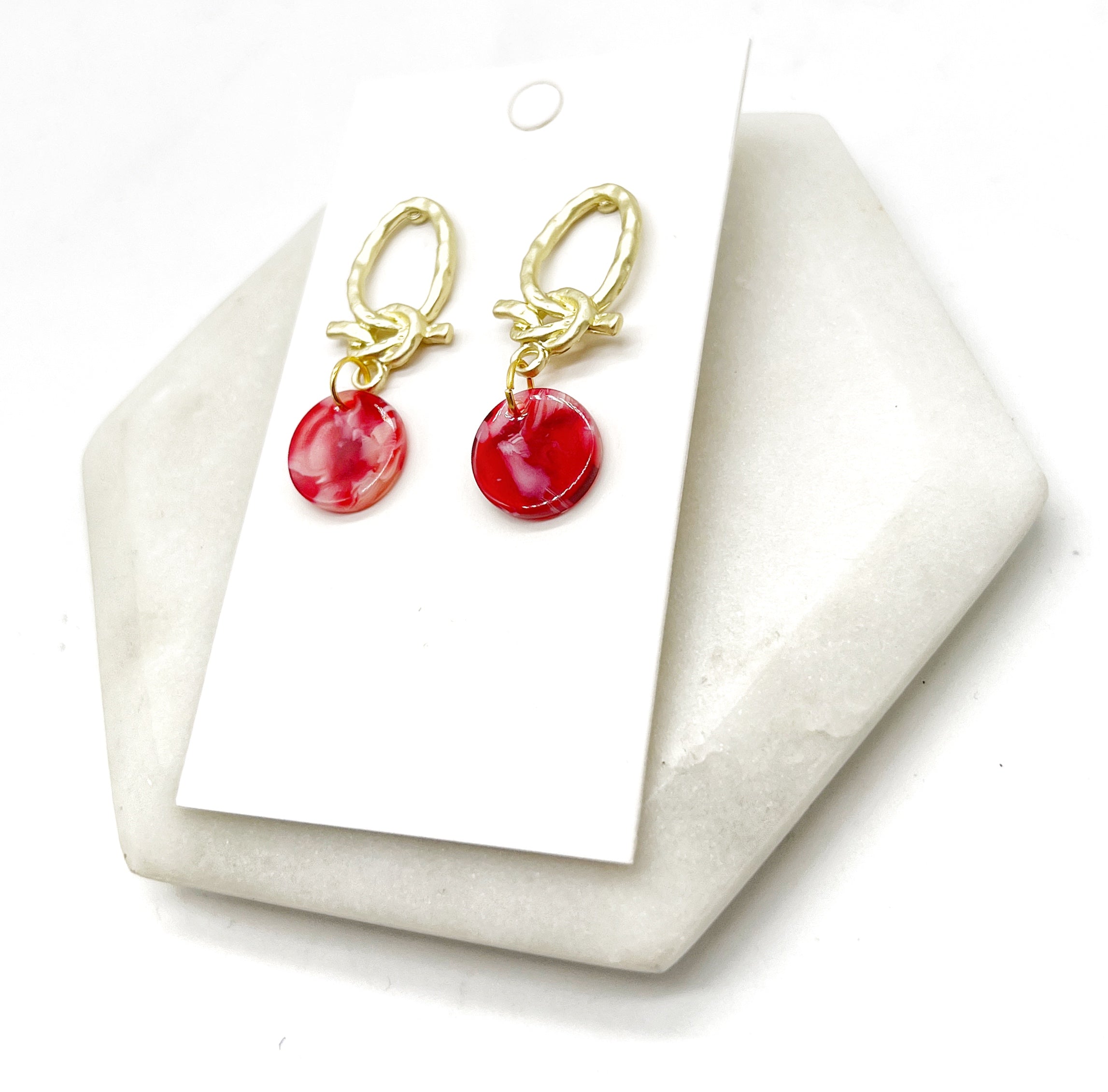 Red Love Knot Earrings