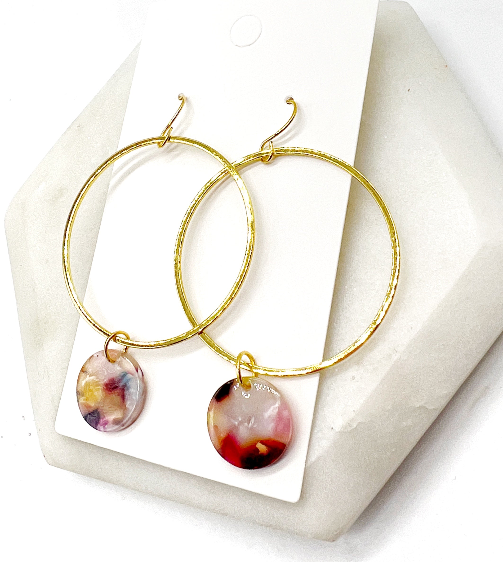 Multi-Color Disc Hoop Earrings