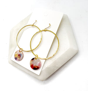 Multi-Color Disc Hoop Earrings