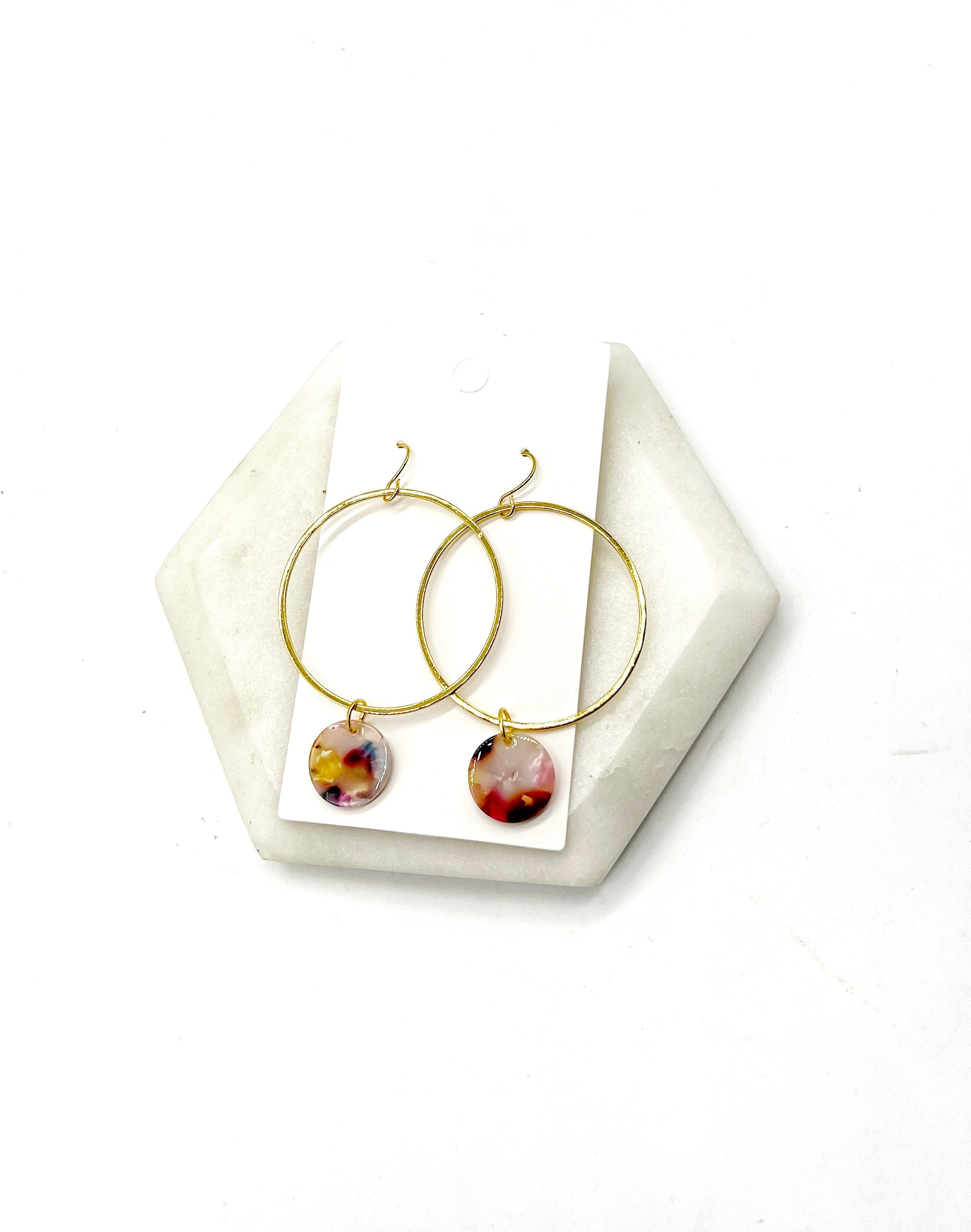 Multi-Color Disc Hoop Earrings