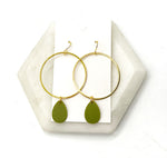 Olive Green Gold Hoop Acrylic Earrings