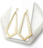 Gold Hammered Diamond Metal Earrings