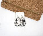 White Spotted Cork Bonded with Leather Teardrop