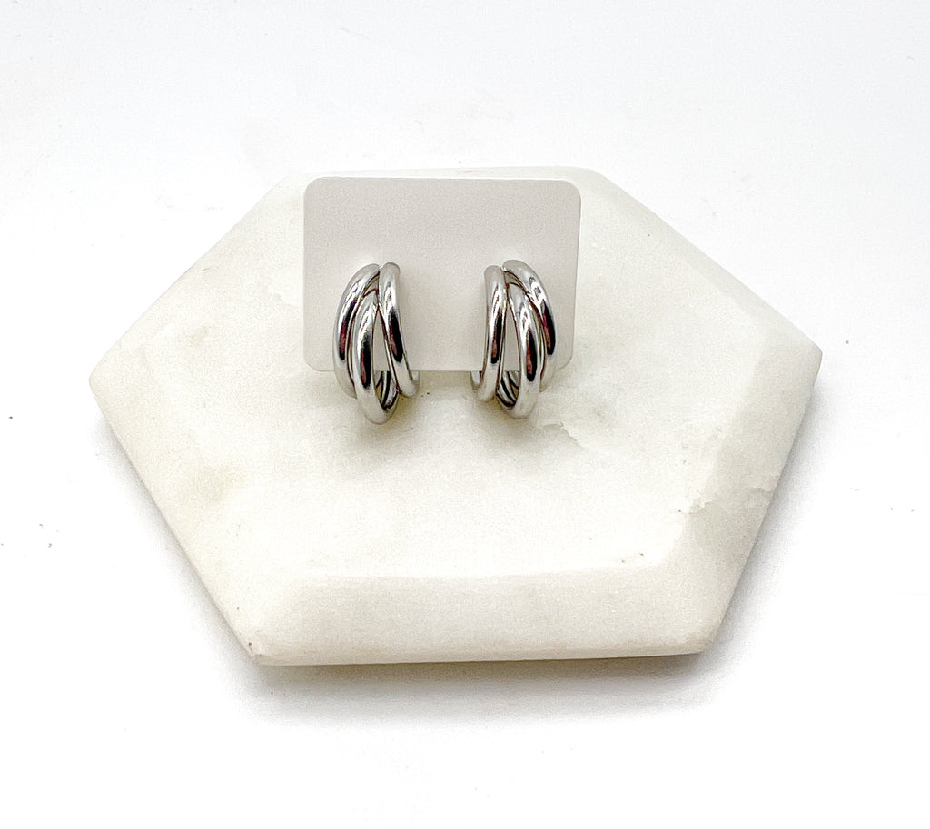 Silver Triple Hoop Earrings