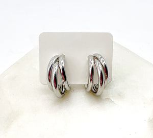Silver Triple Hoop Earrings