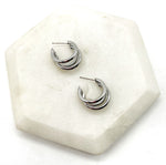 Silver Triple Hoop Earrings