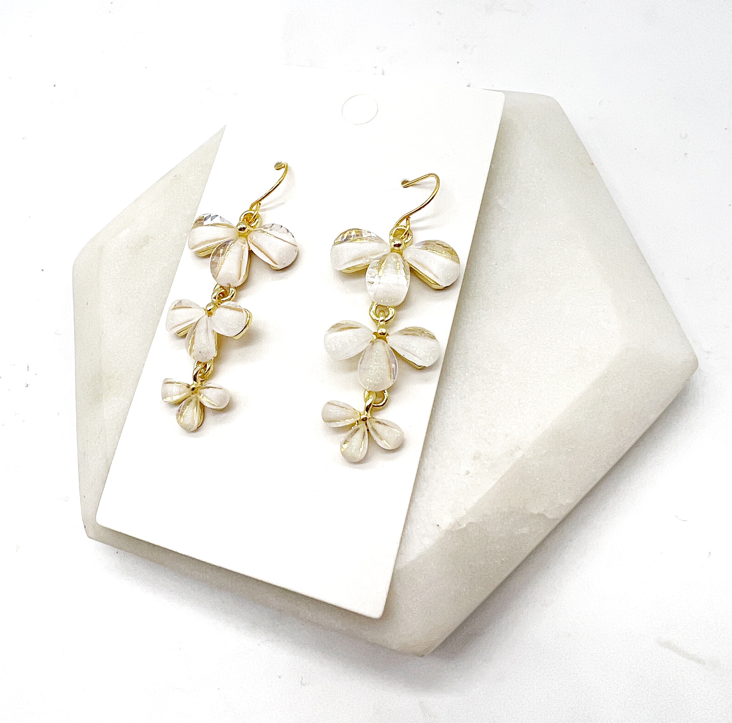 White Cascading Flower trio