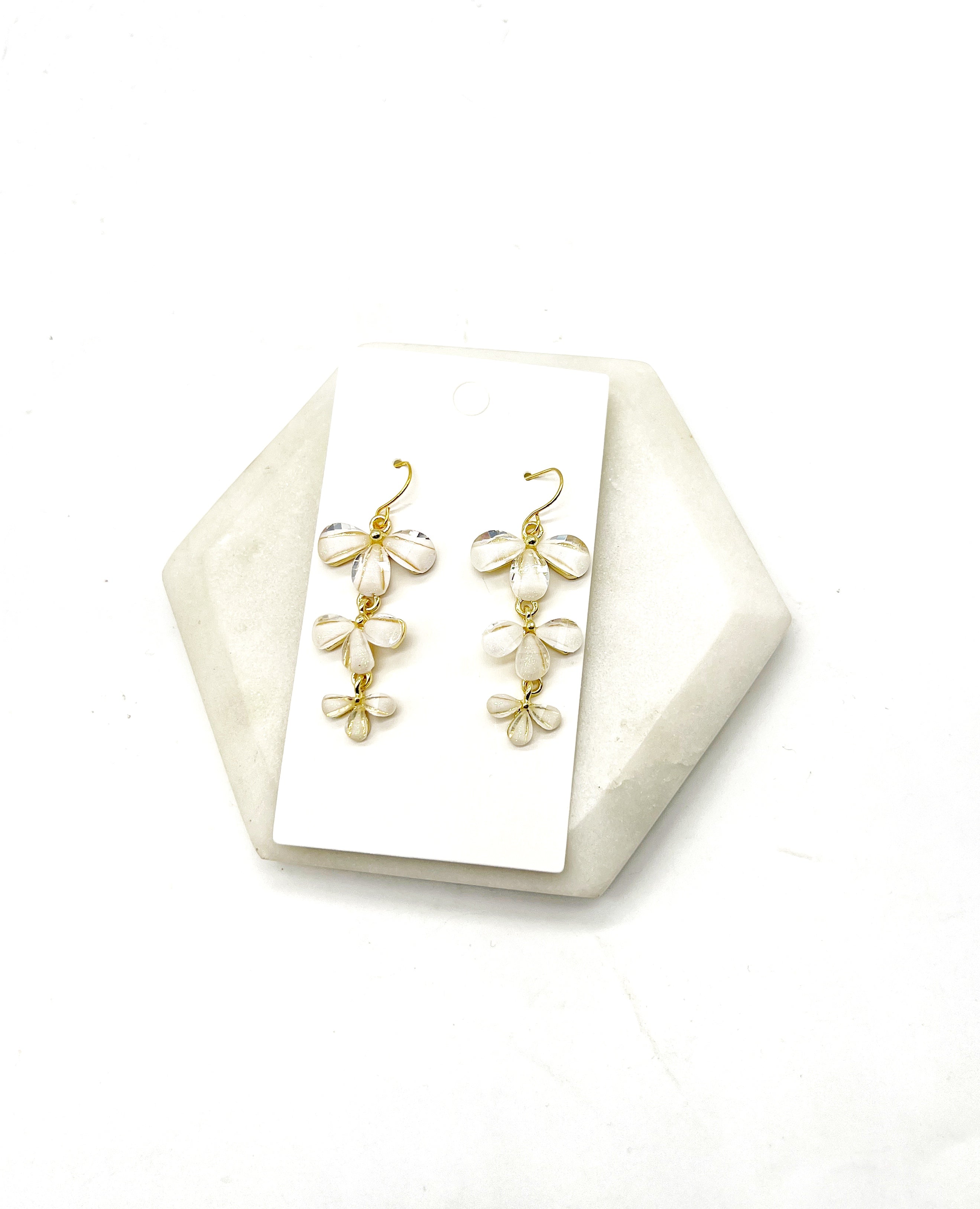 White Cascading Flower trio