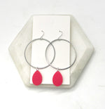 Pink Silver Hoop Acrylic Earrings