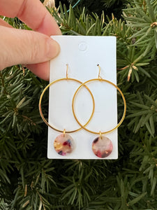 Multi-Color Disc Hoop Earrings