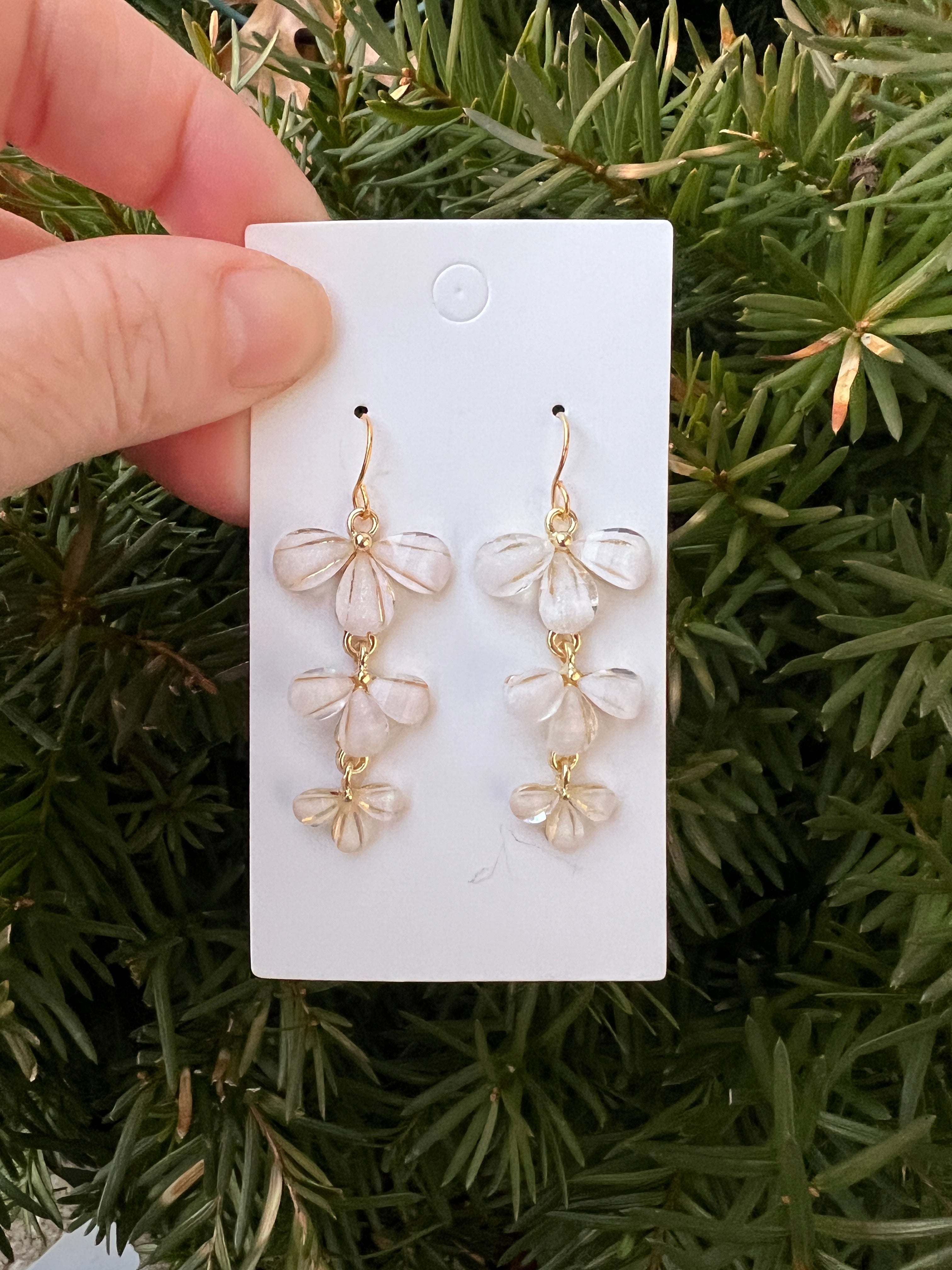 White Cascading Flower trio