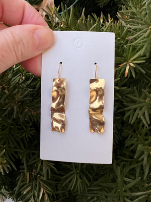 Gold Wavy Metal Earrings