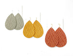 Rust Knit Leather Teardrop Earrings