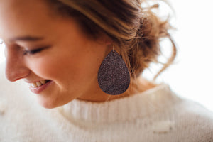 Gunmetal Glitter Teardrops