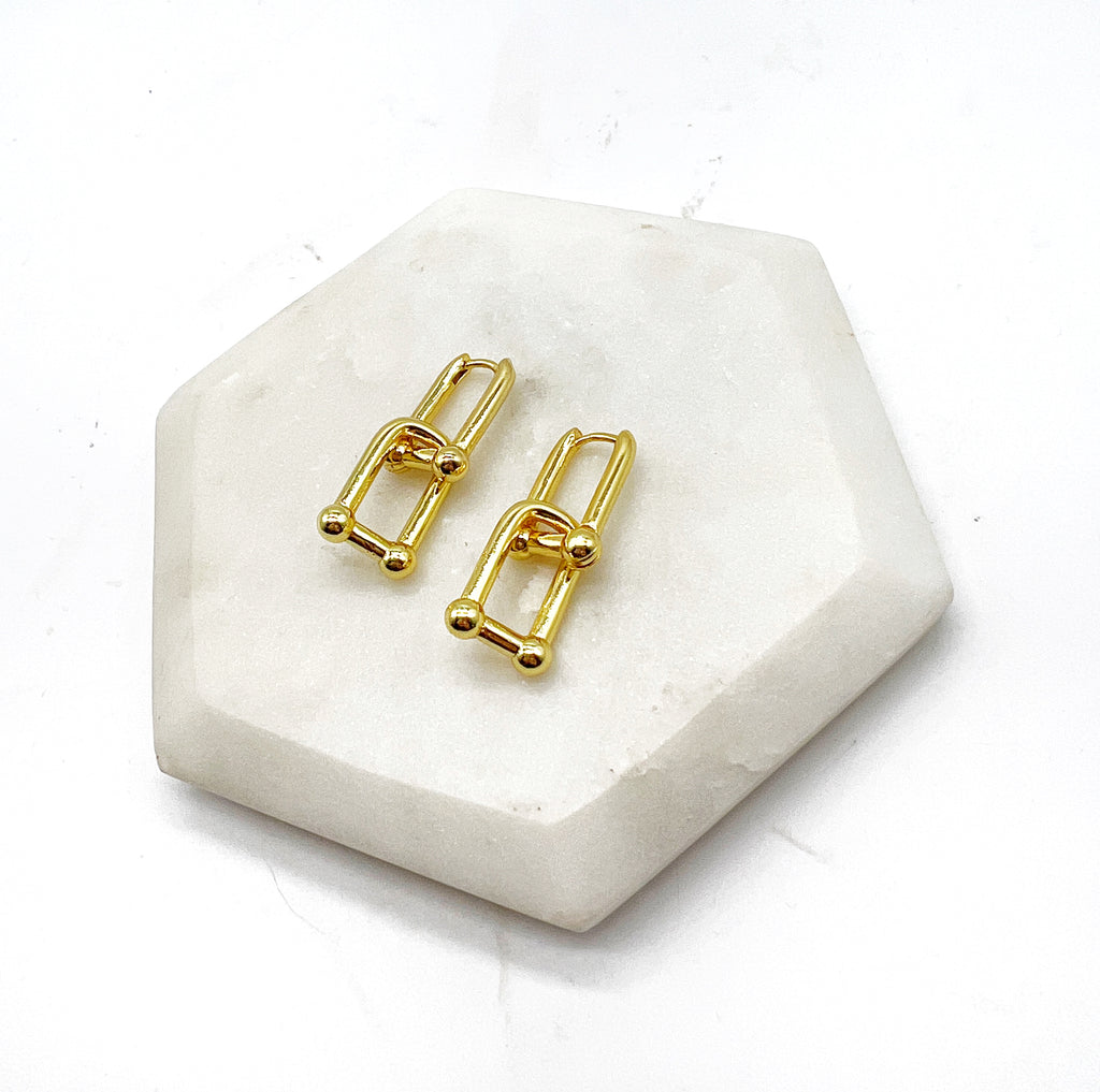 Gold Barbarella Link Huggie Hoops