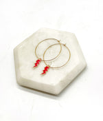 Red Lightning Bolt Hoop Earrings