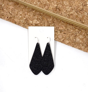 Black Glitter The Em Leather Earrings