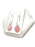 Peach Disc Long Drop Earrings