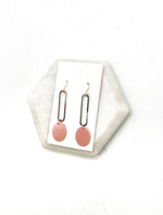 Peach Disc Long Drop Earrings