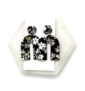 Black Floral Arch Acrylic Earrings