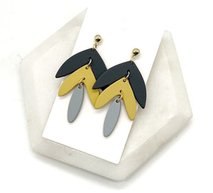 Navy Mustard Lily Acrylic Earrings
