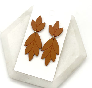 Rust Flora Acrylic Statement Earrings