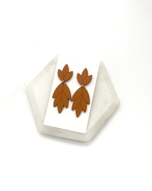 Rust Flora Acrylic Statement Earrings