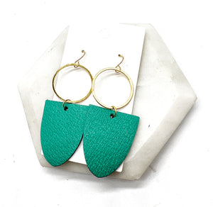 Green Adele Leather Earrings