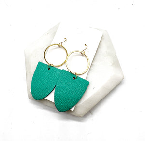 Green Adele Leather Earrings