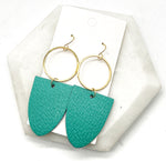 Green Adele Leather Earrings