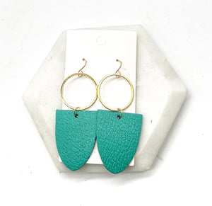 Green Adele Leather Earrings