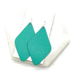 Green Leather Diamond Earrings