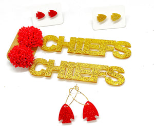 Arrowhead KC Chiefs Hoop Earrings