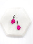 Neon Pink Teardrop Druzy Dangle