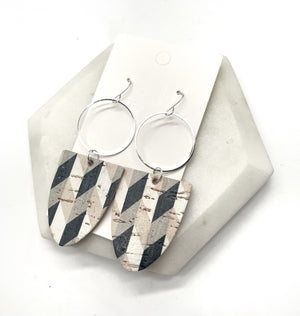 Preppy Plaid Adele CorkLeather Earrings